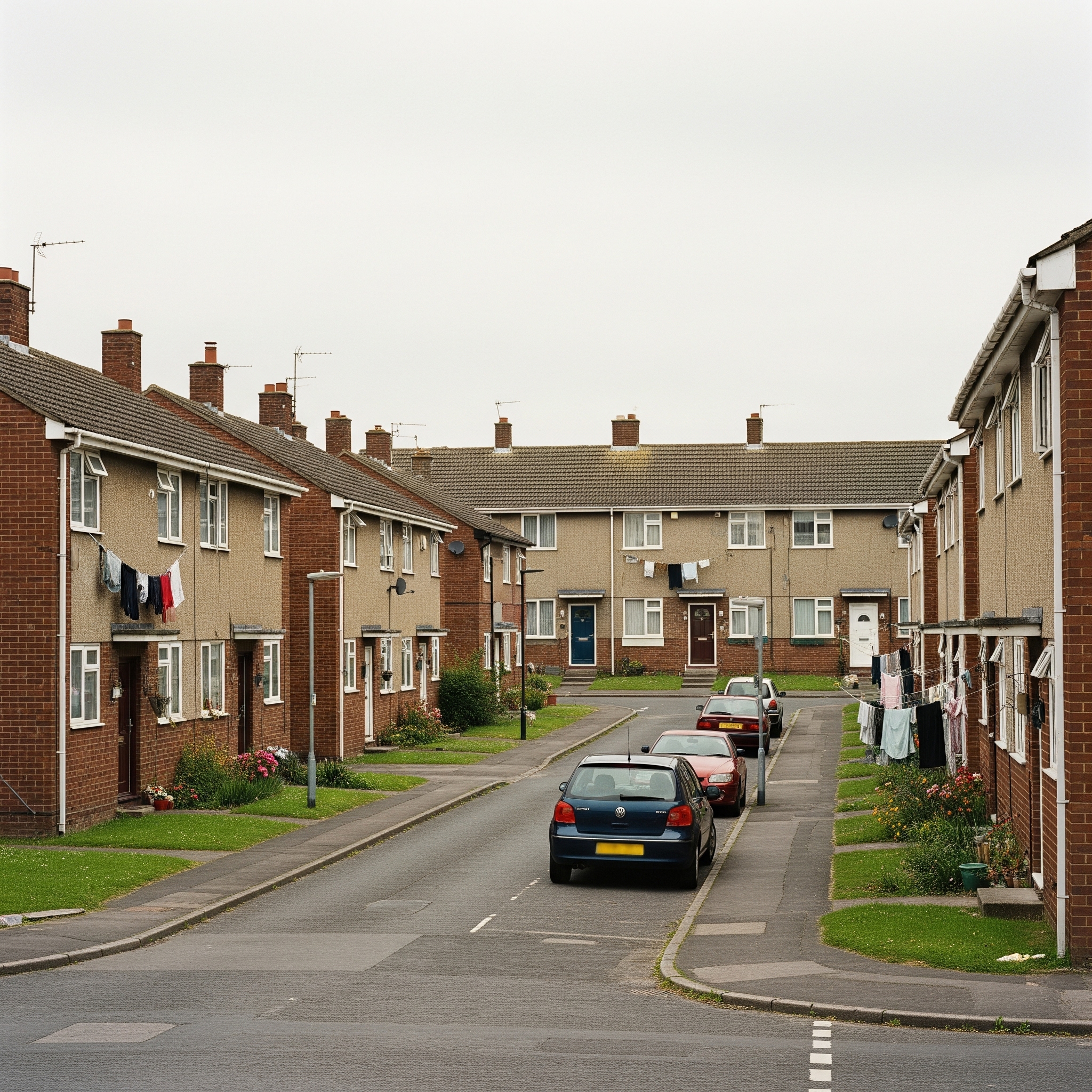 Council housing street with residential properties